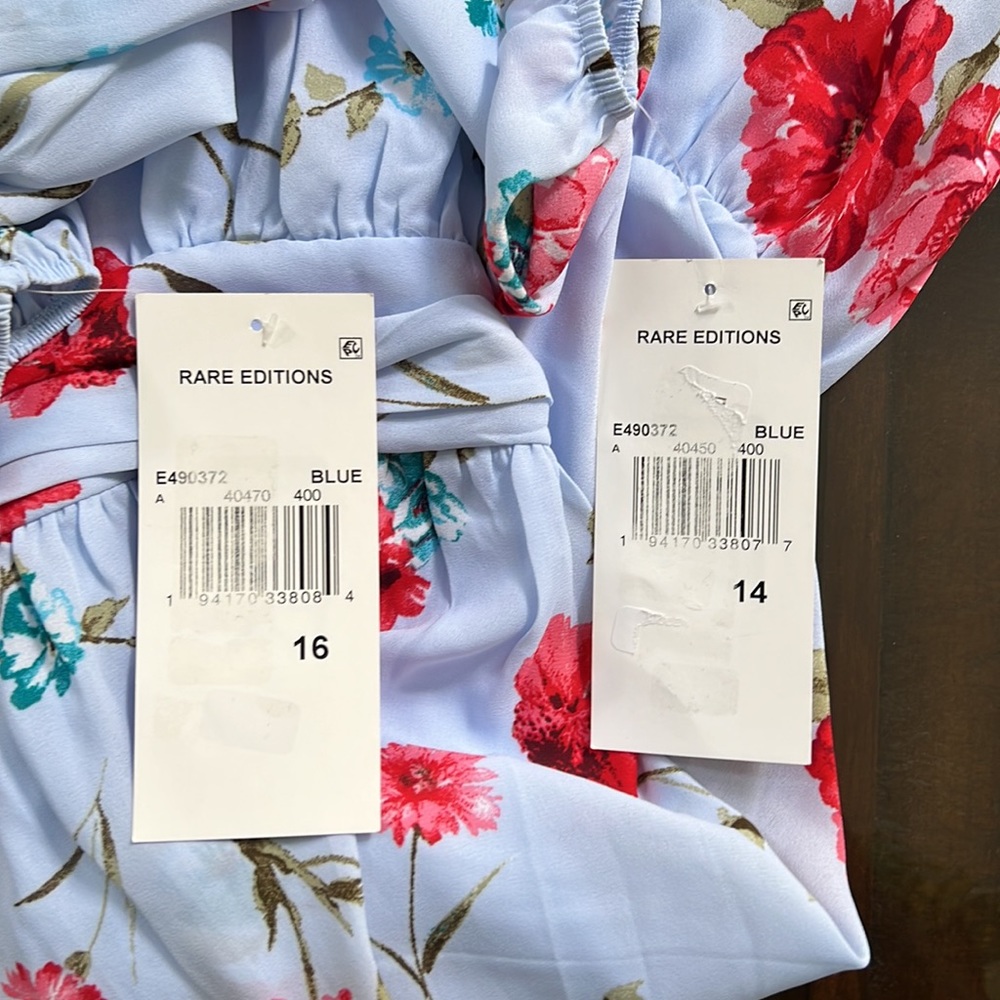 Rare Editions Girls Floral Bubble Sleeve Dress - Picture 15 of 15